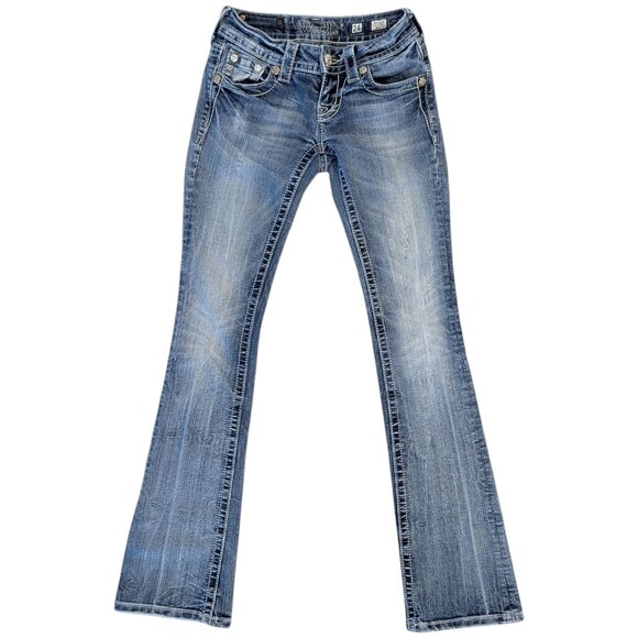 Miss Me Size 24 Tall Long Bootcut Jeans Embellished Pockets Style# JP5740B - Picture 2 of 9